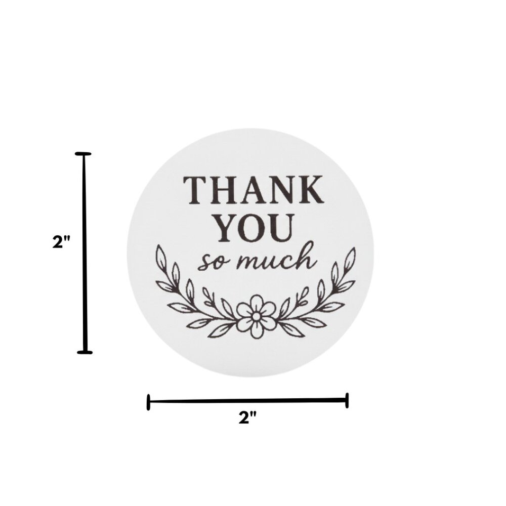 200 White 2inch Minimalist Thank You Stickers Matte Small Business Packaging - Picture 2 of 6